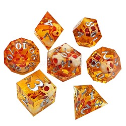 Transparent Acrylic Polyhedral Dice Set, for Playing Tabletop Games, Square, Rhombus, Triangle & Polygon, Gold, 135x80x30mm, 7Pcs/set(PW-WG10132-04)