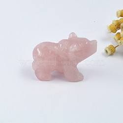 Natural Rose Quartz Carved Bear Display Decorations, Statue Crafts for Home Decoration, 38x20x25mm(PW23011843588)