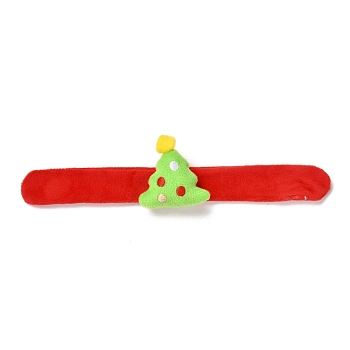 Christmas Slap Bracelets, Snap Bracelets for Kids and Adults Christmas Party, Christmas Tree, Lawn Green, 24.5x2.5x0.2cm