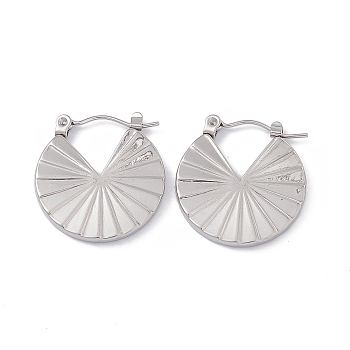 304 Stainless Steel Flat Round Thick Hoop Earrings for Women, Stainless Steel Color, 21x20x2mm, Pin: 0.7mm