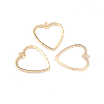 Brass Pendants, Long-Lasting Plated, Heart, Real 24K Gold Plated, 21x19x1mm, Hole: 1.4mm