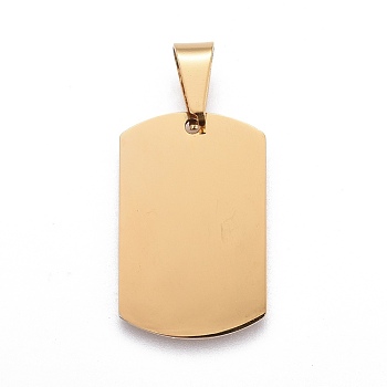 201 Stainless Steel Stamping Blank Tag Pendants, Rectangle, Golden, 28x18x1.5mm, Hole: 5.5x9.5mm