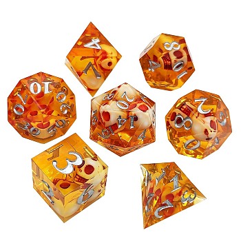 Transparent Acrylic Polyhedral Dice Set, for Playing Tabletop Games, Square, Rhombus, Triangle & Polygon, Gold, 135x80x30mm, 7Pcs/set