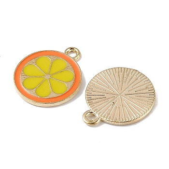 Light Gold Tone Alloy Enamel Pendants, Lemon Slice Charm, Orange, 17.5x15x1.5mm, Hole: 2mm