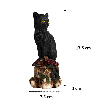 Halloween Resin Figurines, for Home Desktop Decoration, Cat Shape, 80x75x175mm