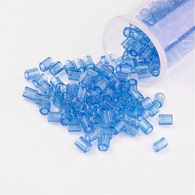 Deep Sky Blue Hexagon(Two Cut) Glass Beads