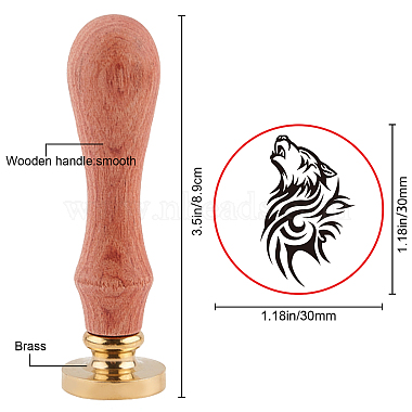 Brass Wax Seal Stamp with Handle(AJEW-WH0184-0581)-2
