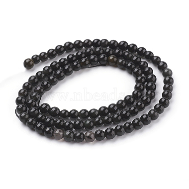Natural Obsidian Round Beads Strands(G-G735-19-4mm)-2