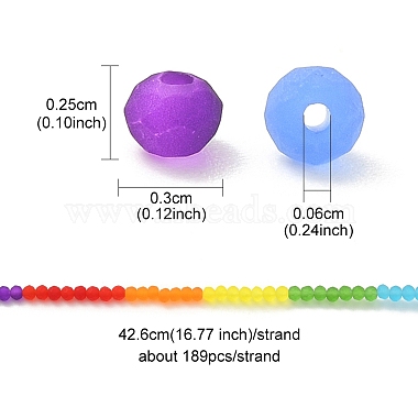 Rainbow Color 7 Colors Transparent Frosted Glass Beads Strands(FGLA-YW0001-01)-3