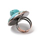 Synthetic Turquoise Nuggets Beaded Adjustable Ring with Crystal Rhinestone(G-I330-15R)-4