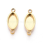 304 Stainless Steel Connector Cabochon Settings, Oval, Ion Plating(IP), Real 18K Gold Plated, Tray: 7x3.5mm, 12.5x5x1.5mm, Hole: 1mm(STAS-N115-33G)