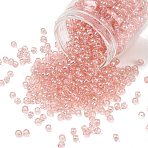 TOHO 6/0 Round Beads, Japanese Seed Beads, (290) Transparent Luster Rose, 4mm, Hole: 1.5mm, about 840pcs/50g(SEED-XTR06-0290)