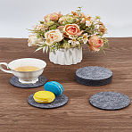 8Pcs Flat Round Wool Felt Cup Mat, Anti-slip Felt Coaster, for Drink with Holder, Light Grey, 100x5mm(DIY-LP0003-25)