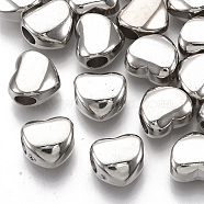 Plating ABS Plastic European Beads, Large Hole Beads, Heart, Platinum, 11.5x12x7.5mm, Hole: 4.5mm(KY-T019-24)