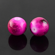 Spray Painted Glass Bead Strands, Round, Deep Pink, 6mm, Hole: 1.3~1.6mm, about 133pcs/strand, 31.4 inch(X-GLAD-S075-6mm-37)