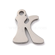 Non-Tarnish 201 Stainless Steel Charms, Laser Cut, Letter Charm, Letter K, 10.5x9x1mm, Hole: 1.2mm(STAS-U016-01P-K)