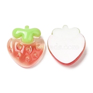 Translucent Resin Fruit Cabochons, for Jewelry Making, Strawberry, 21x19x8.5mm(RESI-G072-03D)