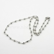 Ball Chain Necklace for Men, 304 Stainless Steel Necklaces, with Lobster Claw Clasps, Stainless Steel Color, 17.7 inch(45cm)(NJEW-F027-25)