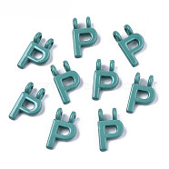 Spray Painted Alloy  2-Loop Link Pendants, Cadmium Free & Lead Free, Letter, Letter.P, 13.5x8x1.5mm, Hole: 2mm(X-PALLOY-T075-48P-RS)