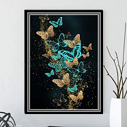 DIY Butterfly Theme Diamond Painting Kits, Including Canvas, Resin Rhinestones, Diamond Sticky Pen, Tray Plate and Glue Clay, Cyan, Packing Size: 300x400x30mm(DIAM-PW0004-034C)