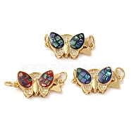 Brass Micro Pave Clear Cubic Zirconia Box Clasps, with Opal, Long-Lasting Plated, Lead Free & Cadmium Free, with Jump Ring, Real 18K Gold Plated, Butterfly, Mixed Color, 11x21x5mm, Hole: 3.5mm(KK-K385-096G)