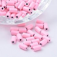 Spray Painted Alloy Beads, Tube, Pearl Pink, 6x3mm, Hole: 1.2mm(PALLOY-G268-N01-011)