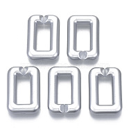 Opaque Spray Painted Acrylic Linking Rings, Quick Link Connectors, for Cross Chains Making, Rectangle, Silver, 30x20x6mm, Inner Diameter: 18x8mm, about 188pcs/500g(OACR-S021-69A-B02)