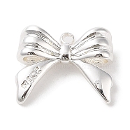 Brass Charms, Bowknot, 925 Sterling Silver Plated, 12.5x16x5mm, Hole: 1.6mm(KK-G491-61C-S)