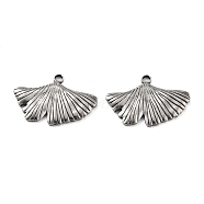 201 Stainless Steel Pendants, Ginkgo Leaf Charm, Antique Silver, 21x29.5x2mm, Hole: 2.5mm(STAS-Z057-03AS)