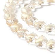 Transparent Glass Beads Strand, Heart, Light Goldenrod Yellow, 7.5~8.5x8~8.5x4~4.5mm, Hole: 1mm, about 44~45pcs/strand, 12.56~12.87 inch(31.9~32.7cm)(GLAA-F112-01C)