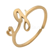 304 Stainless Steel Cuff Rings for Women, Heart with LetterA~Z, Real 18K Gold Plated, Letter G, 10mm, inner diameter: adjustable.(RJEW-D285-01G-G)