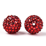 Transparent Resin Rhinestone Graduated Beads, with Acrylic Round Beads Inside, Crimson, 12mm, Hole: 2~2.5mm(RESI-S314-10x12-05)