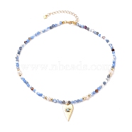 Brass Micro Pave Cubic Zirconia Heart Pendant Necklaces, with Natural Agate Beads, Natural Pearl Beads and 304 Stainless Steel Lobster Claw Clasps, Colorful, 15-5/8 inch(39.7cm)(NJEW-JN03174-04)