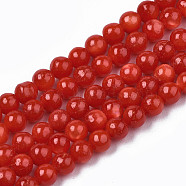 Natural Freshwater Shell Beads Strands, Dyed, Round, Red, 4mm, Hole: 0.8mm, about 97~99pcs/strand, 14.88 inch~15.16 inch(37.8~38.5cm)(X-SHEL-N003-24-B05)