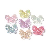 UV Plated & Crackle Transparent Acrylic Beads, Mixed Color, Butterfly, 18x21x6.5mm, Hole: 1.8mm(OACR-G033-04C)