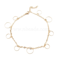 Vacuum Plating 304 Stainless Steel Charm Anklets, Rings, Golden, 9-5/8 inch(24.5cm)(STAS-A052-29G)