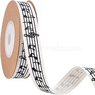 Cotton Ribbons, with Spool, Musical Note Pattern, Antique White, 5/8 inch(15mm)(OCOR-WH0075-04)