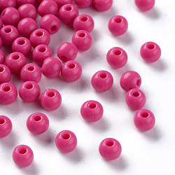 Opaque Acrylic Beads, Round, Camellia, 6x5mm, Hole: 1.8mm, about 4400pcs/500g(MACR-S370-C6mm-A13)