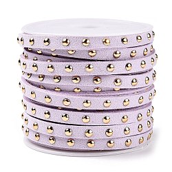 Faux Suede Cord, with Golden Tone Alloy Rivet, For Punk Rock Jewelry Making, Lilac, 5x2.5mm, about 5.46 yards(5m)/roll(LW-Q016-5mm-1072)