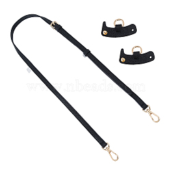 PU Leather Bag Straps, with Alloy Swivel Clasps, Black, 94.1~124cm(DIY-WH0581-26B)