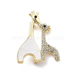 Alloy Brooch, with Rhinestone and Acrylic, Giraffe, Golden, 45x35mm(JEWB-C037-11G)