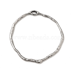 304 Stainless Steel Pendants, Ring, Antique Silver, 36x35x1.5mm, Hole: 2x3mm(X-STAS-G278-46AS)