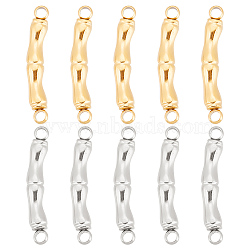 10Pcs 2 Colors Ion Plating(IP) 304 Stainless Steel Connector Charms, Bamboo Stick Links, Platinum & Golden, 23x3.5mm, Hole: 1.5mm, 5pcs/color(STAS-UN0046-72)
