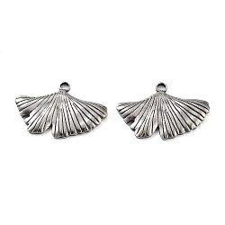 201 Stainless Steel Pendants, Ginkgo Leaf Charm, Antique Silver, 21x29.5x2mm, Hole: 2.5mm(STAS-Z057-03AS)