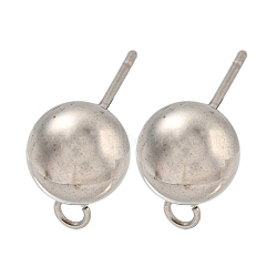 Non-Tarnish 304 Stainless Steel Stud Earring Findings, Round, Stainless Steel Color, 19x8x8mm, Hole: 1.8mm, Pin: 10x0.8mm(STAS-O004-10F-P)