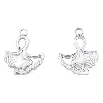 Non-Tarnish 201 Stainless Steel Pendants, Ginkgo Leaf, Stainless Steel Color, 24x19x2mm, Hole: 2mm