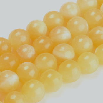 Chapelets de perles en jade topaze naturelle, ronde, 6mm, Trou: 1mm, Environ 68 pcs/chapelet, 16 pouce (40.64 cm)