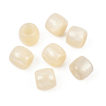 Opaque Resin European Beads, Column Large Hole Beads, Old Lace, 12x10mm, Hole: 4.8mm