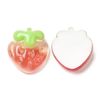 Translucent Resin Fruit Cabochons, for Jewelry Making, Strawberry, 21x19x8.5mm