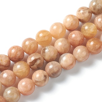 Natural Sunstone Beads Strands,  Round, 10mm, Hole: 0.5mm, about 40pcs/strand, 15.75 inch(40cm)